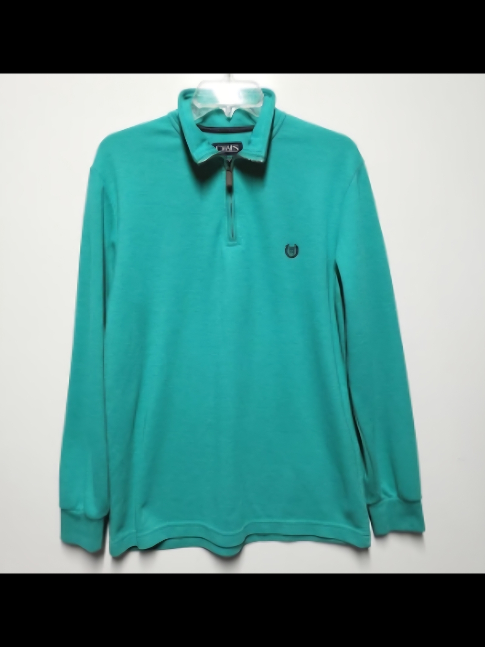 Chaps Ralph Lauren Men's Teal Quarter-Zip Sweater